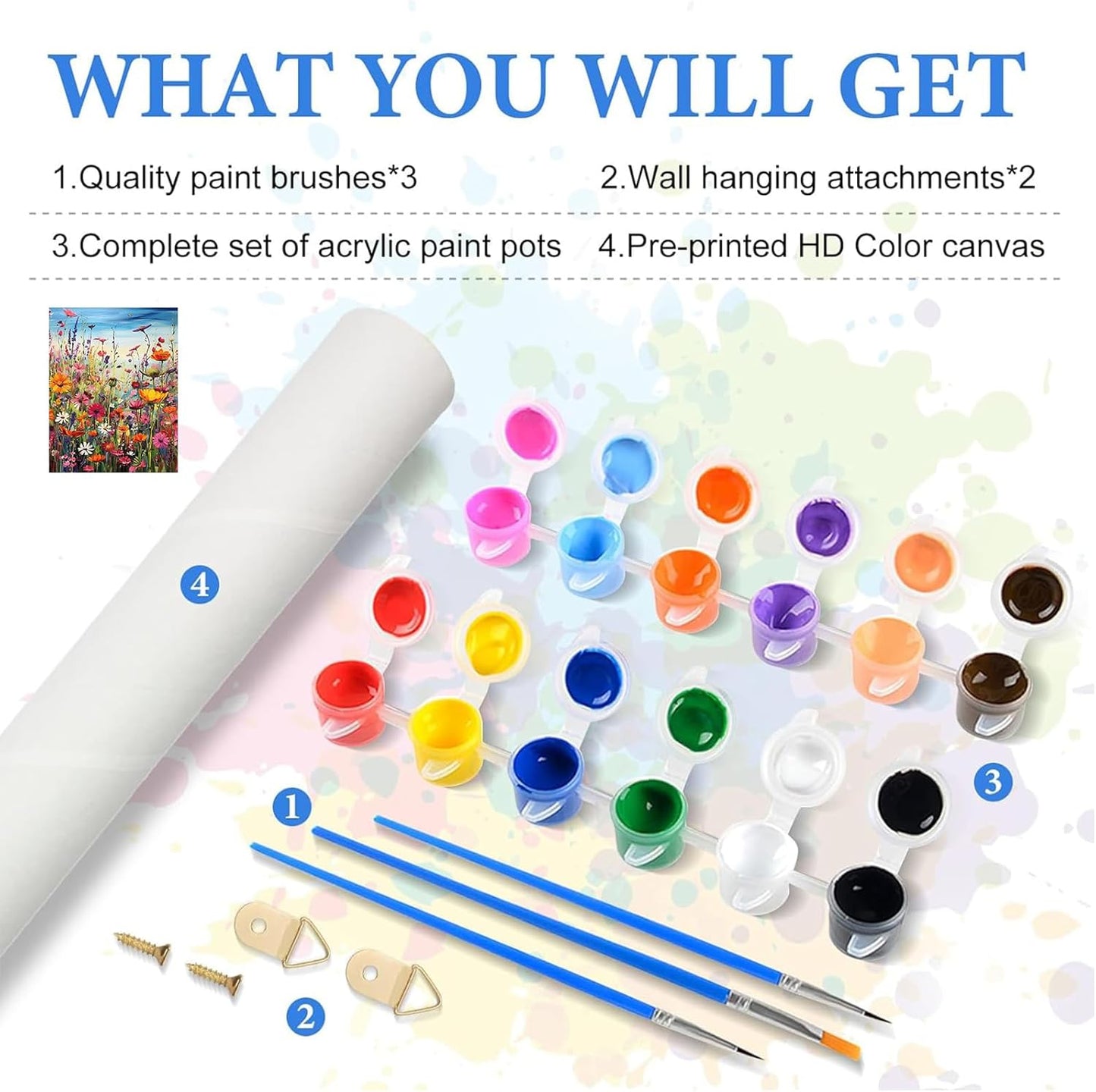 Wild Flowers Paint by Numbers Kits for Adults,Flower Paint by Numbers Kits,Adult Paint by Number Kits on Canvas Flowers,Home Wall Decor(16X20In)