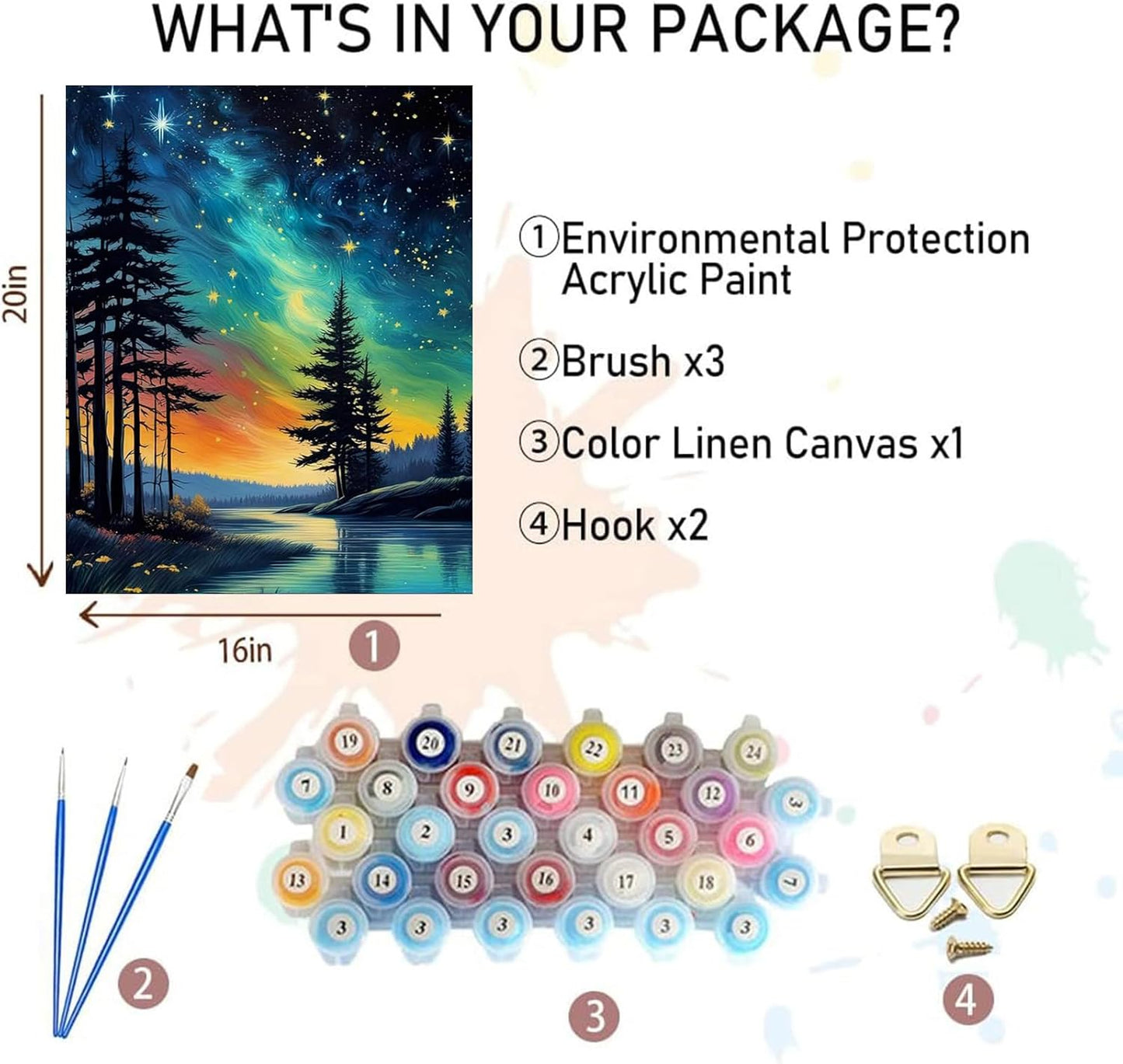 Starry Sky Paint by Numbers for Adults - Starry Night Paint by Number on Canvas without Frame, DIY Abstract Landscape Oil Painting for Gift Home Wall Decor (16X20 Inch)