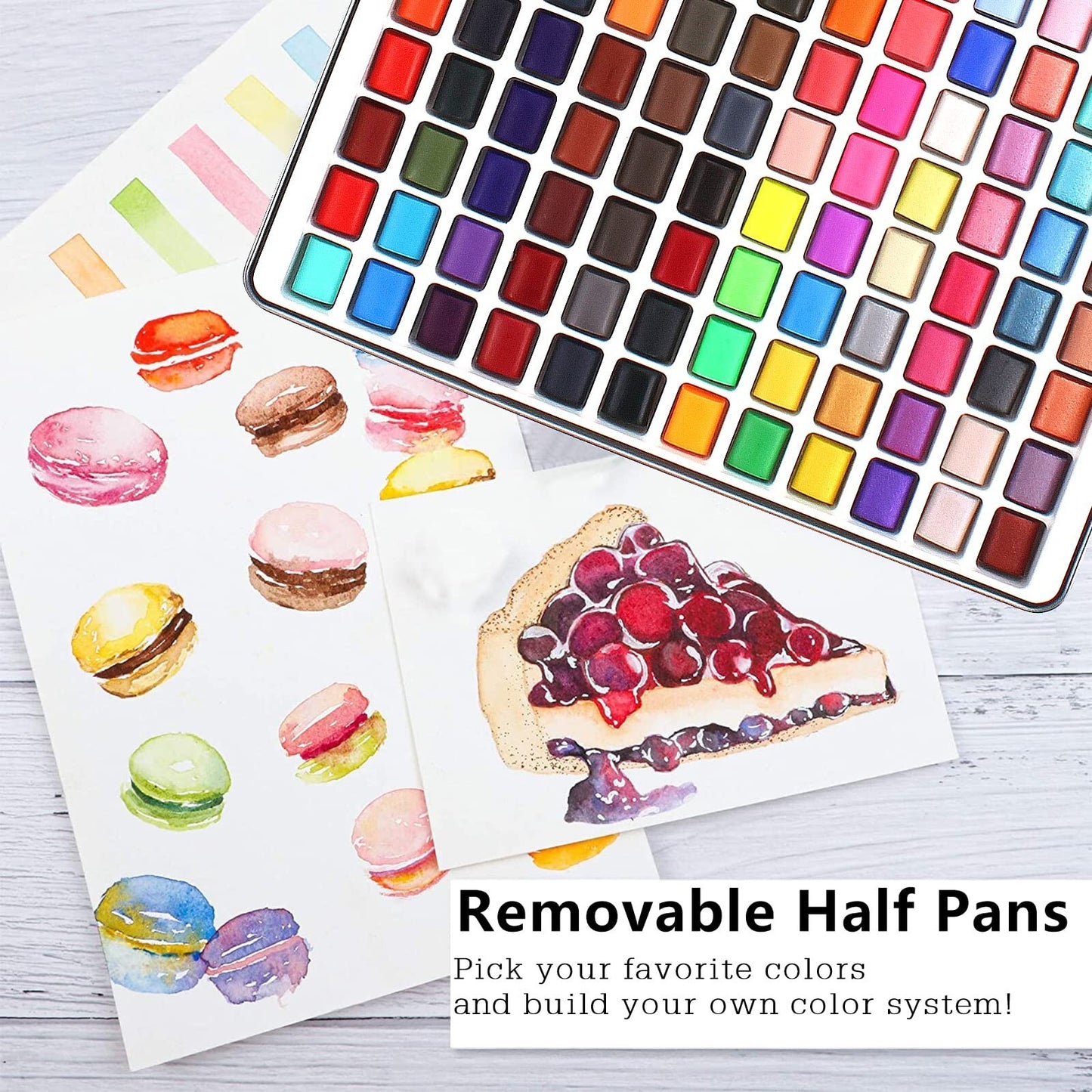 Gunsamg Watercolor Paint Set 120 Colors in Portable Box with Palette Includin...