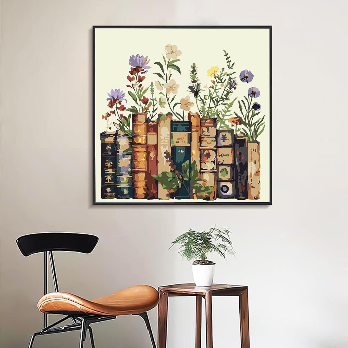 Framed Paint by Numbers Kit for Adults Beginner & Kids Ages 8-12, Book Paint by Numbers without Easel, DIY Number Painting for Adults Flowers for Home Wall Decor Gift 10X 10 Inch