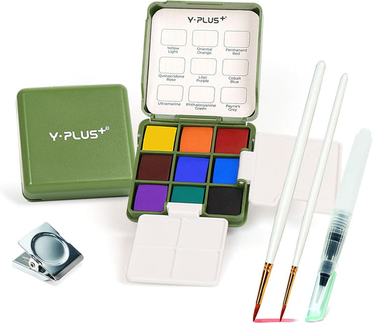 Pocket Watercolor Paint Kit, Portable Travel Art Kit with Brush, Water Color Palette Painting Gift for Beginners Artist Kids Adults
