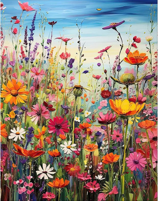 Wild Flowers Paint by Numbers Kits for Adults,Flower Paint by Numbers Kits,Adult Paint by Number Kits on Canvas Flowers,Home Wall Decor(16X20In)